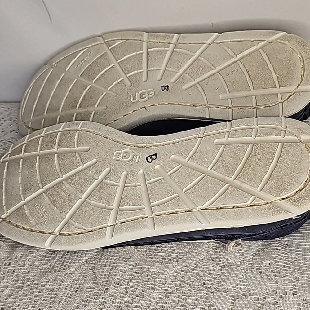 UGG Beach Moc emerg leather moccasins slip on blue boat shoes sz 9.5